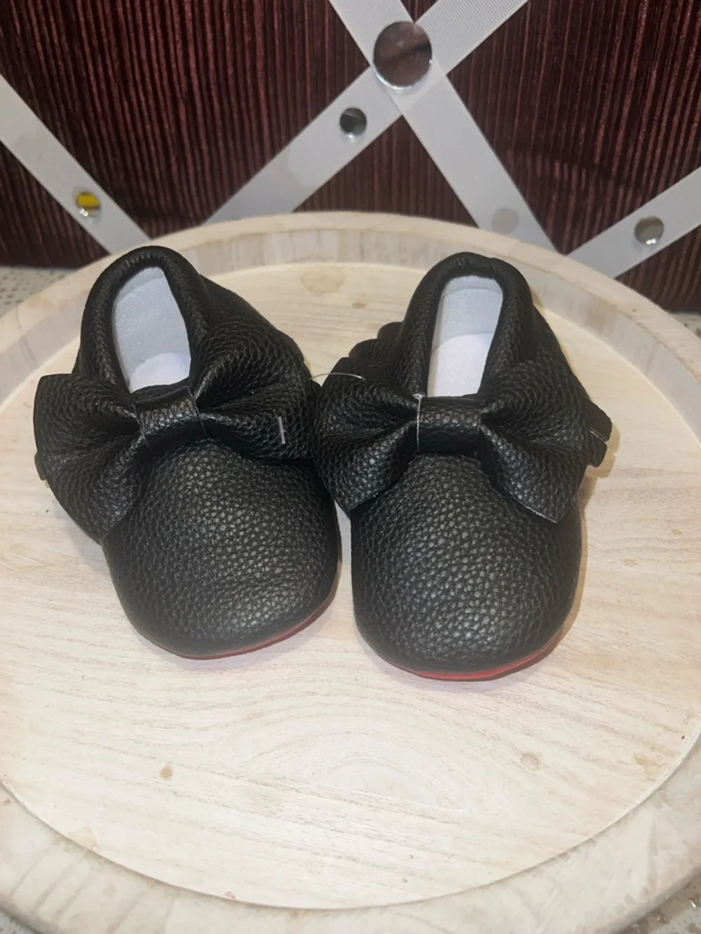 Kids Black Bow Baby Shoes